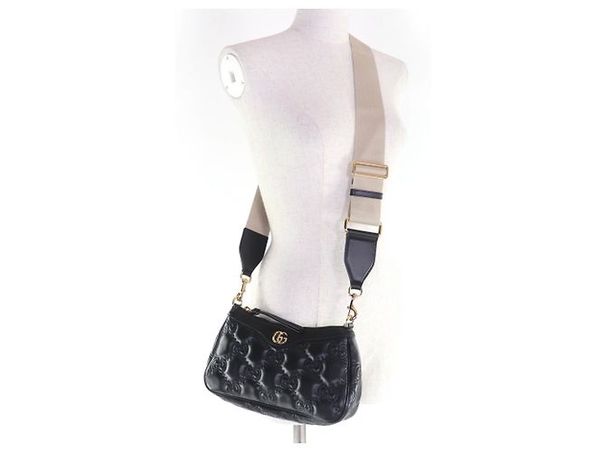Borsa a mano/spalla in pelle matelassé GG di GUCCI Nero - vista 8