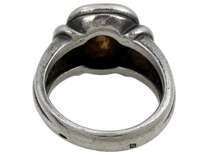 Ring Bague Carrée Hermès Or et Argent Métal Argenté Doré - vue 3
