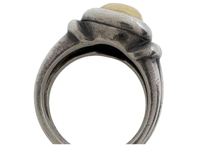 Ring Bague Carrée Hermès Or et Argent Métal Argenté Doré - vue 4