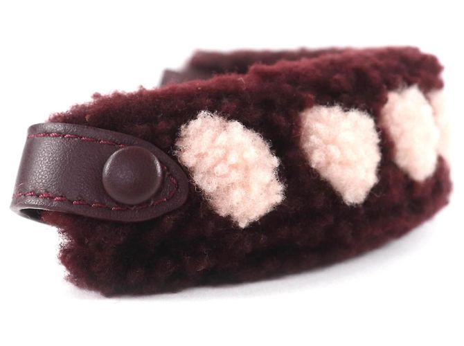 Fendi Peekaboo Copertura per Manico in Pelle e Pelliccia di Pecora Rosa Bordò - vista 3