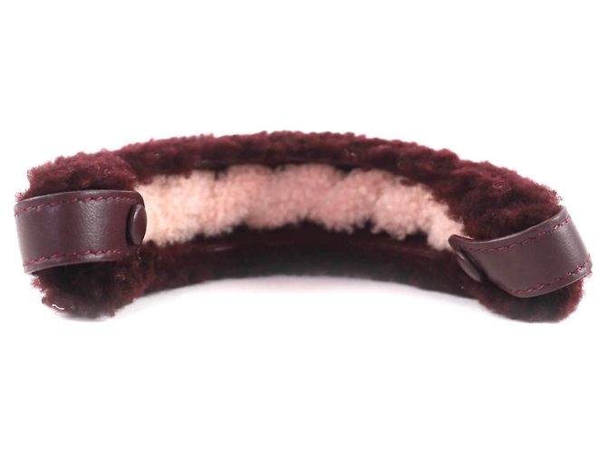 Fendi Peekaboo Copertura per Manico in Pelle e Pelliccia di Pecora Rosa Bordò - vista 4