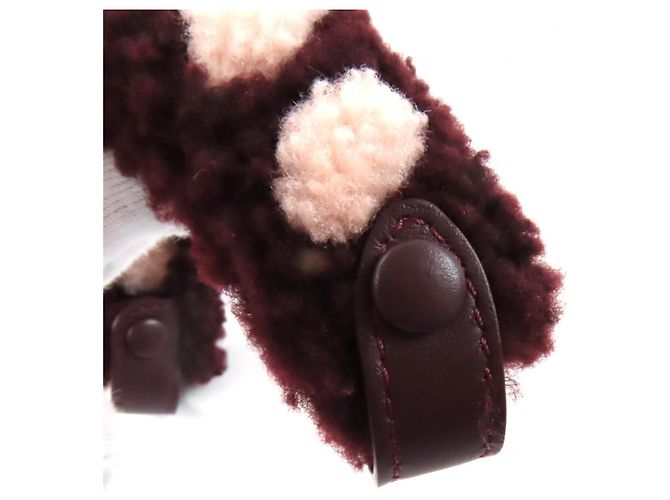 Fendi Peekaboo Copertura per Manico in Pelle e Pelliccia di Pecora Rosa Bordò - vista 6