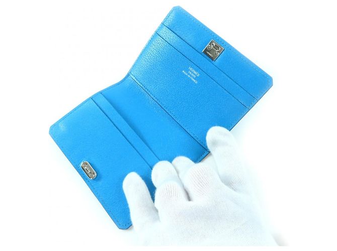Porta passaporto da viaggio in pelle Medor di Hermès Blu - vista 4