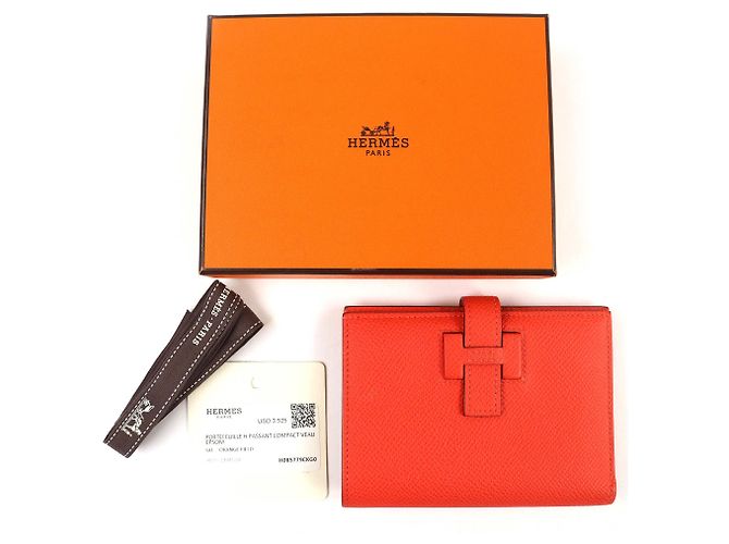 Hermès Orange Epsom Leder Bi-Fold Geldbörse - Ansicht 2