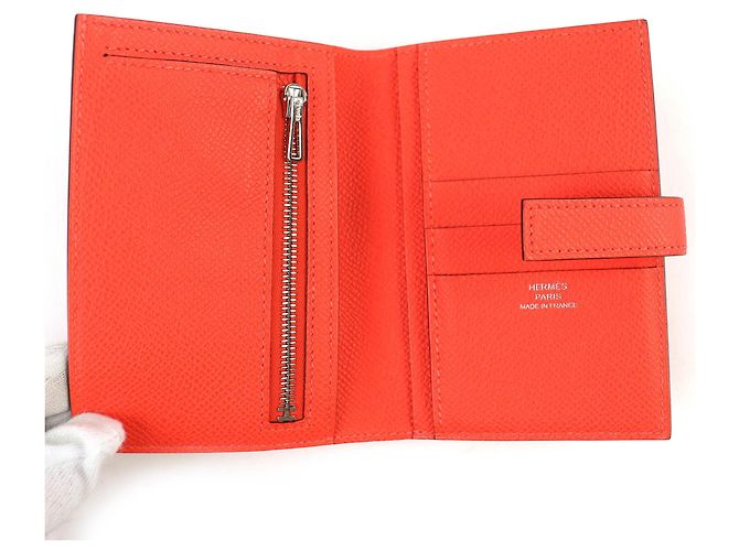 Hermès Orange Epsom Leder Bi-Fold Geldbörse - Ansicht 5