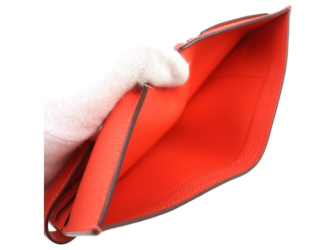 Hermès Orange Epsom Leder Bi-Fold Geldbörse - Ansicht 6