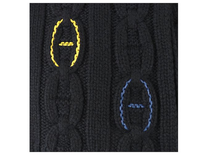 Hermès Tri-Maille Navy Kaschmir Schal Marineblau - Ansicht 4