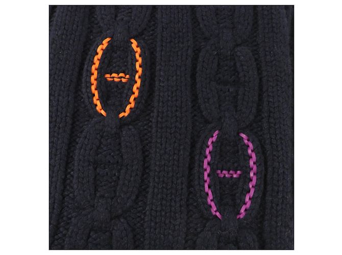 Hermès Tri-Maille Navy Kaschmir Schal Marineblau - Ansicht 5