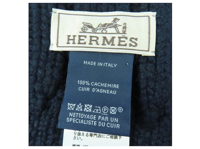 Hermès Tri-Maille Navy Kaschmir Schal Marineblau - Ansicht 6