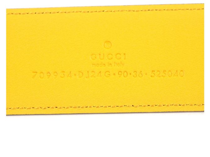GUCCI Memorable Buckle Bicolor Leather Belt Blue Yellow - view 10