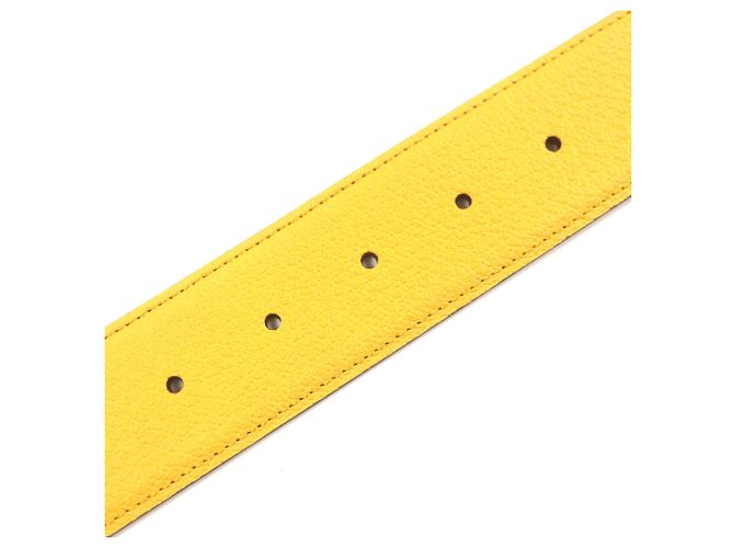 GUCCI Memorable Buckle Bicolor Leather Belt Blue Yellow - view 7