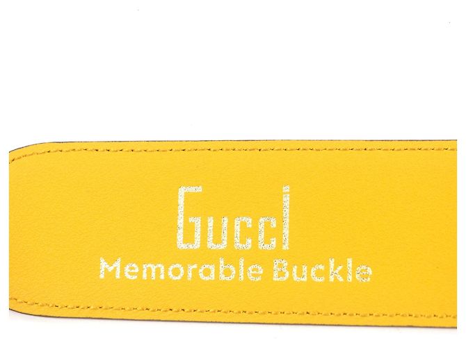 GUCCI Memorable Buckle Bicolor Leather Belt Blue Yellow - view 9