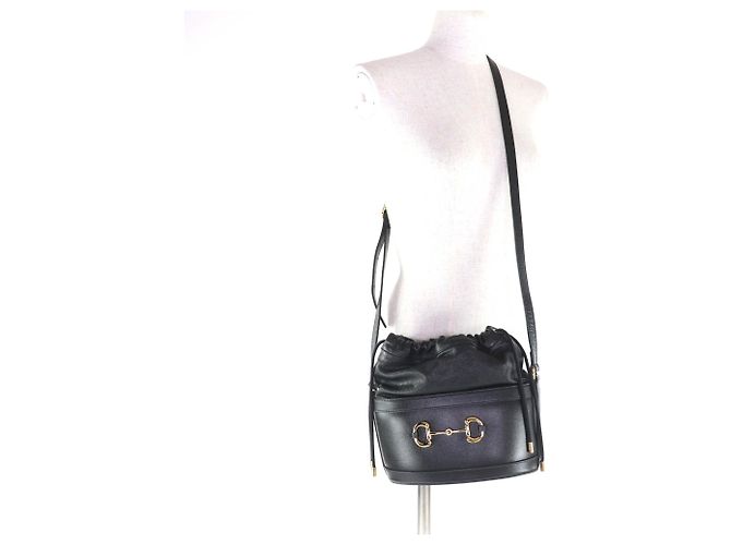 Borsa a Spalla in Pelle Horsebit Gucci Nero - vista 6