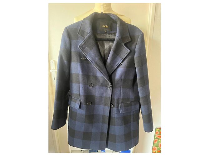 Cappotto Maje a quadri blu e nero - vista 15