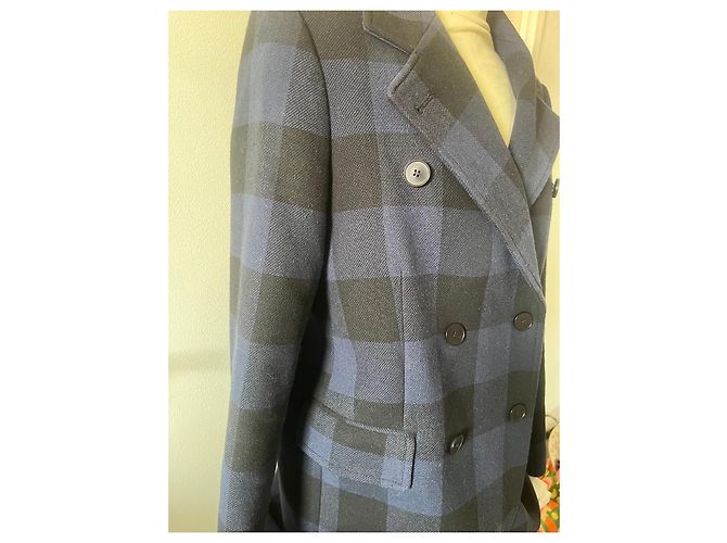 Cappotto Maje a quadri blu e nero - vista 2