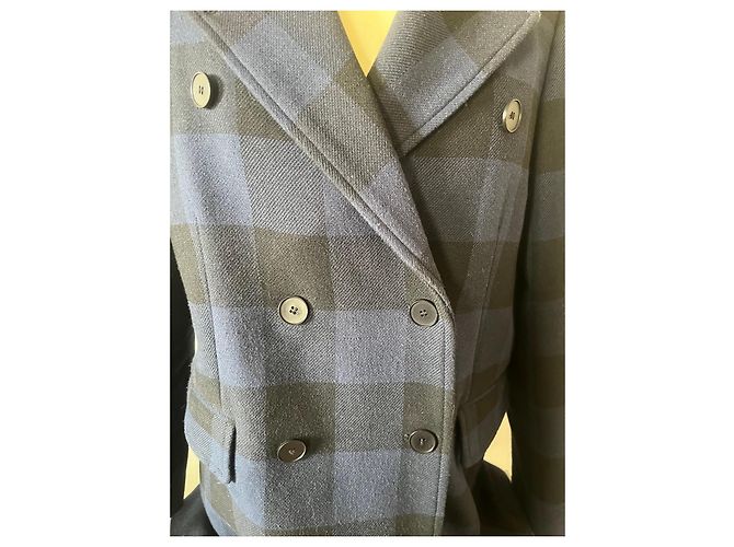 Cappotto Maje a quadri blu e nero - vista 3