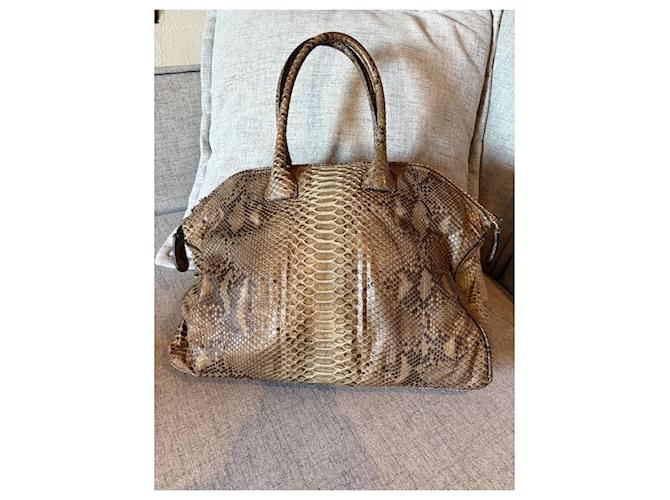 Zagliani Handtasche aus Python Beige Grau - Ansicht 2