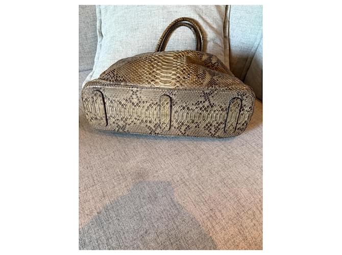 Zagliani Handtasche aus Python Beige Grau - Ansicht 5