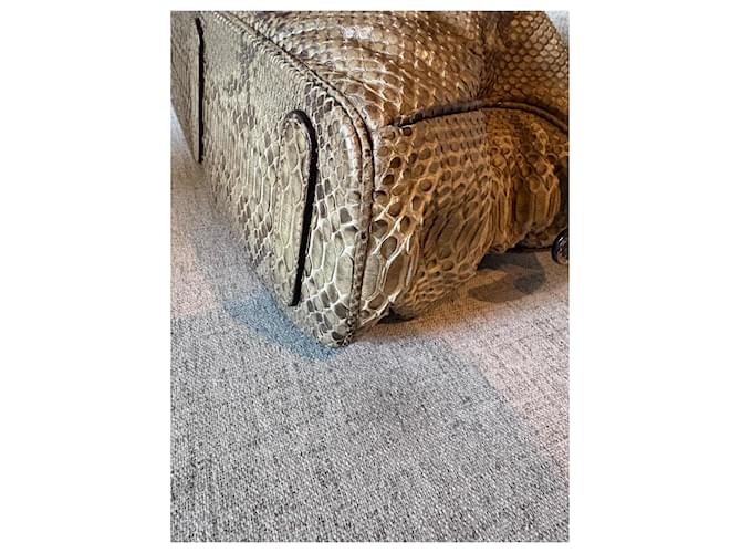 Zagliani Handtasche aus Python Beige Grau - Ansicht 6