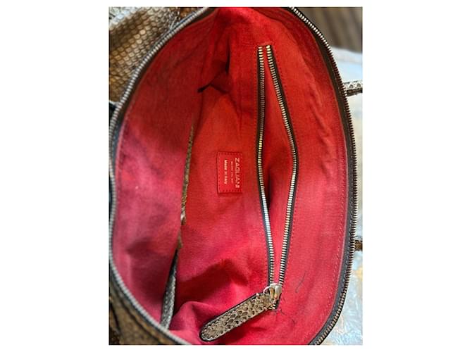 Zagliani Handtasche aus Python Beige Grau - Ansicht 9
