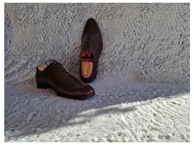 Richelieu Wholecut Finsbury "Broadway" Marrone Patinata Cioccolato - vista 5