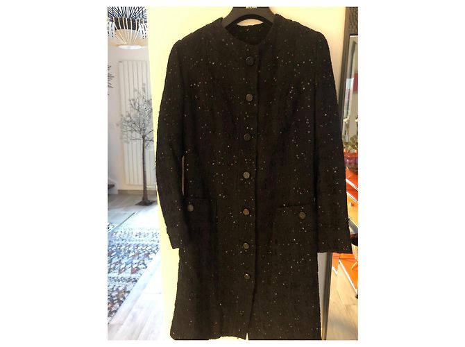 Chaqueta Chanel de tweed negro con lentejuelas - vista 10