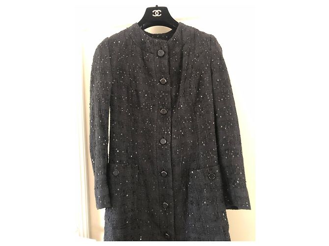 Chaqueta Chanel de tweed negro con lentejuelas - vista 3