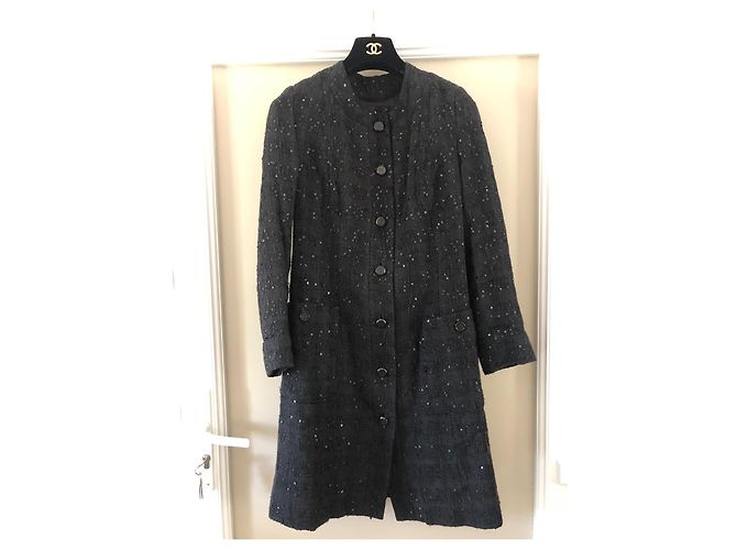 Chaqueta Chanel de tweed negro con lentejuelas - vista 5