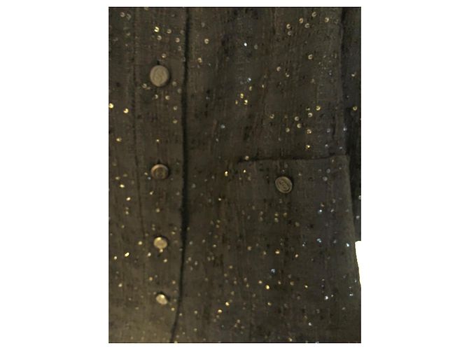 Chaqueta Chanel de tweed negro con lentejuelas - vista 8