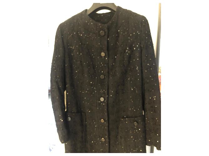 Chaqueta Chanel de tweed negro con lentejuelas - vista 9