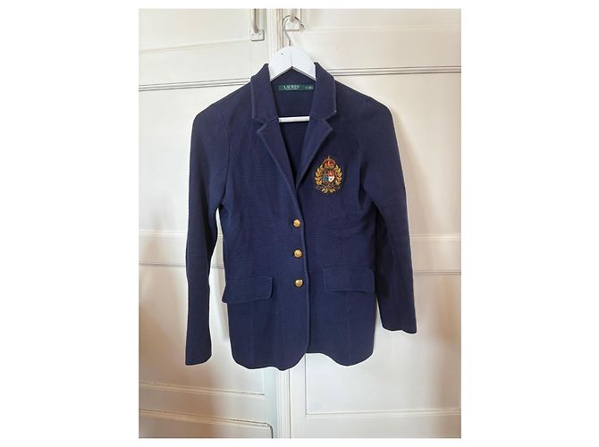 Ralph Lauren Blazer marino de algodón con parche Azul marino - vista 3