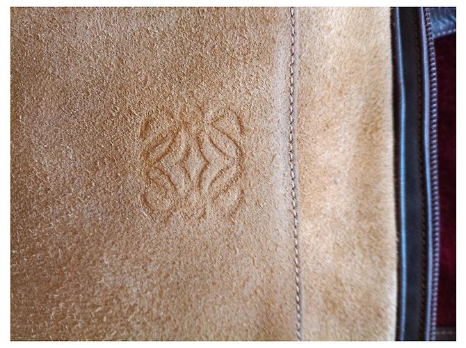 Borsa a spalla Loewe Anagram in suede dorato. Sabbia Cioccolato Gold hardware - vista 11