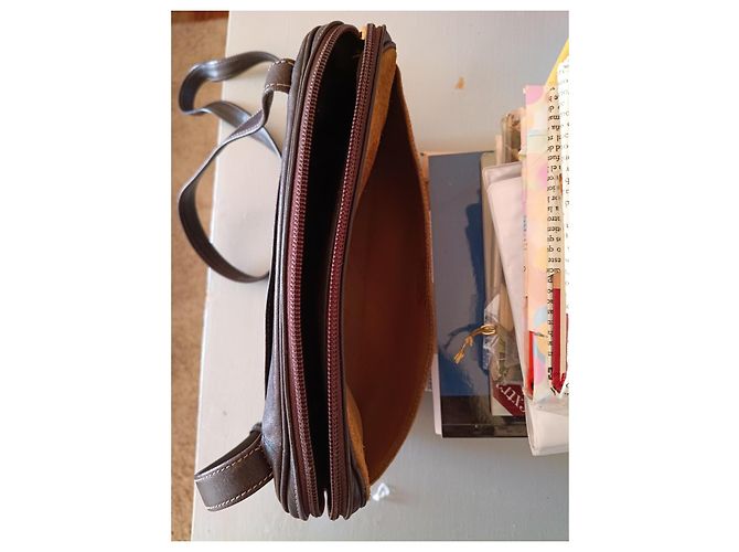 Borsa a spalla Loewe Anagram in suede dorato. Sabbia Cioccolato Gold hardware - vista 15