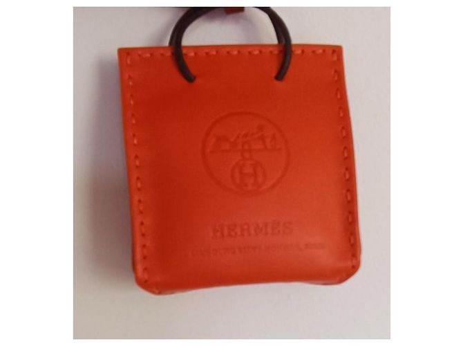 Hermès Taschenanhänger aus Leder Orange - Ansicht 2