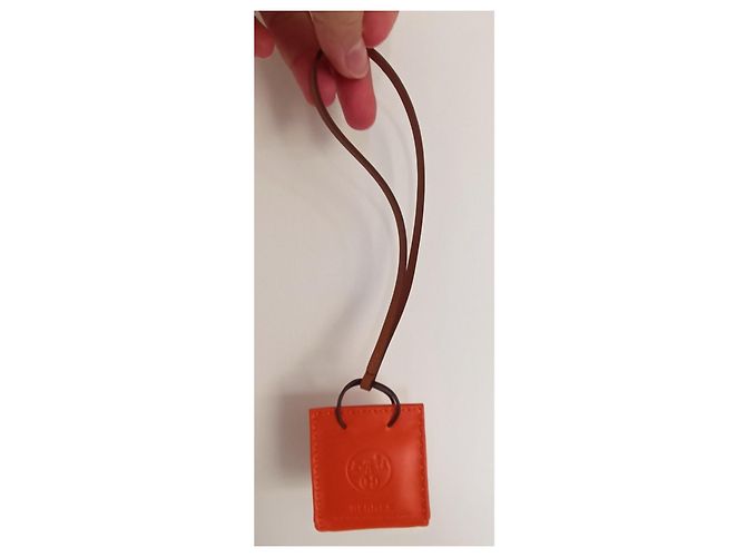 Hermès Taschenanhänger aus Leder Orange - Ansicht 3