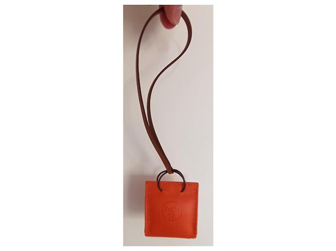 Hermès Taschenanhänger aus Leder Orange - Ansicht 4
