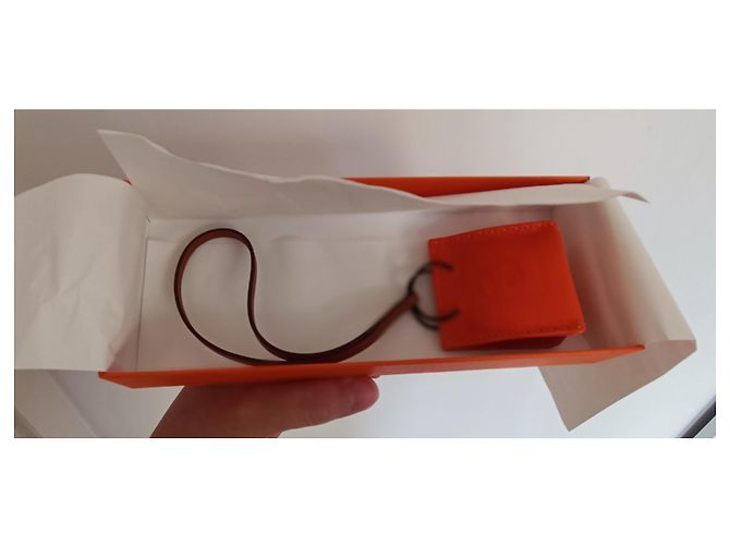 Hermès Taschenanhänger aus Leder Orange - Ansicht 5