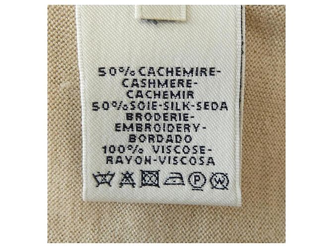 Vestido de seda y cachemira Hermès Beige - vista 3