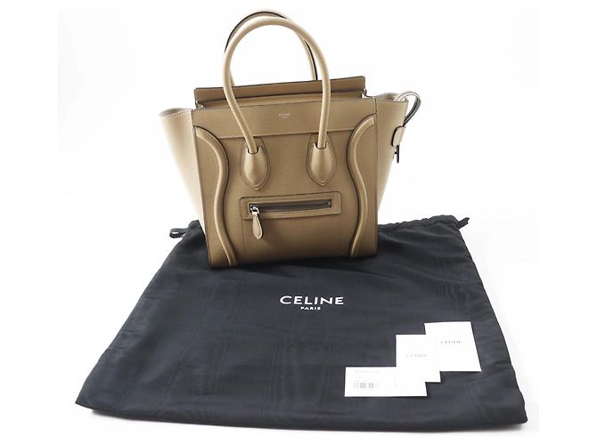 Céline Borsa a mano Celine 18979 Luggage Micro Shopper Beige - vista 2