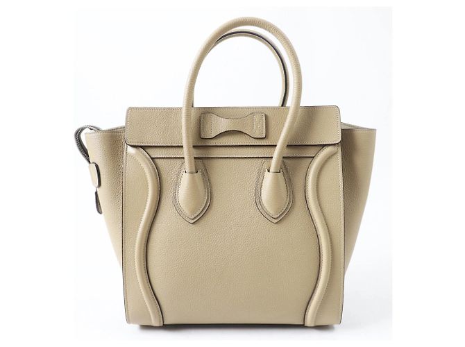 Céline Borsa a mano Celine 18979 Luggage Micro Shopper Beige - vista 3