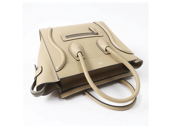 Céline Borsa a mano Celine 18979 Luggage Micro Shopper Beige - vista 4