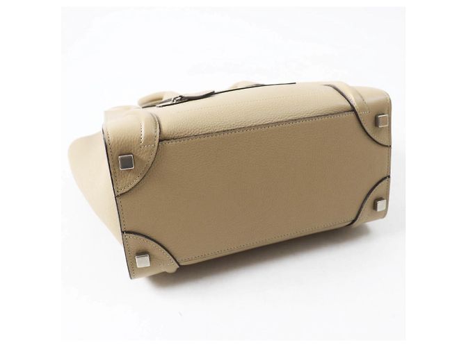 Céline Borsa a mano Celine 18979 Luggage Micro Shopper Beige - vista 5