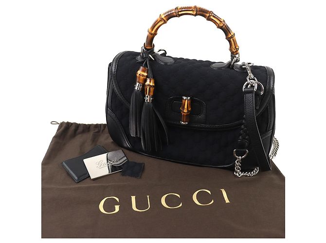 Borsa a mano 2 in 1 Gucci Microssima New Bamboo Nero - vista 2