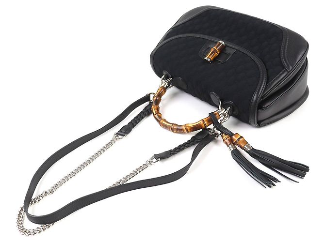 Borsa a mano 2 in 1 Gucci Microssima New Bamboo Nero - vista 4