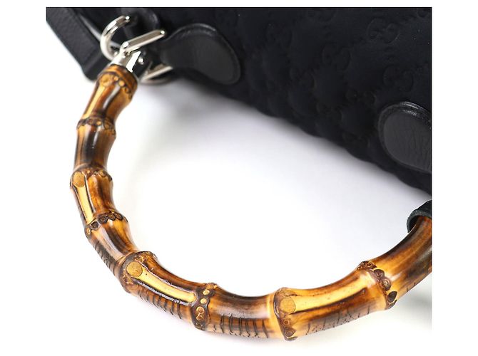 Borsa a mano 2 in 1 Gucci Microssima New Bamboo Nero - vista 7