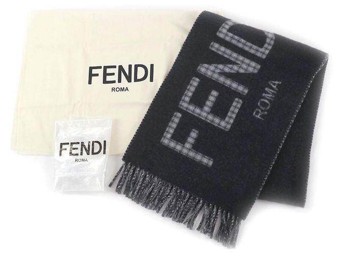 Sciarpa in misto lana e cashmere Fendi Marrone - vista 2