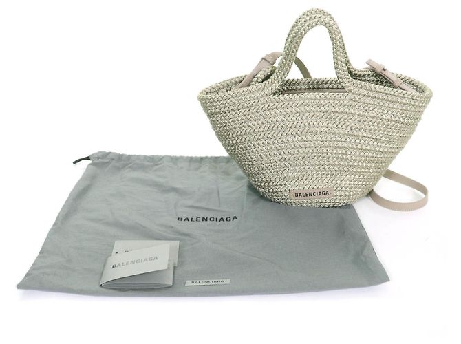 Borsa a cesta 2 in 1 con logo Balenciaga Ibiza Small Cachi - vista 2