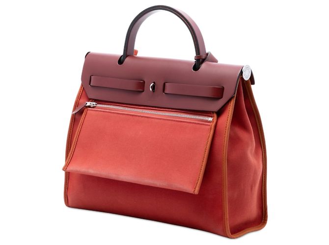 Hermès Arancione Toile Herbag Zip 31 Bordò - vista 2