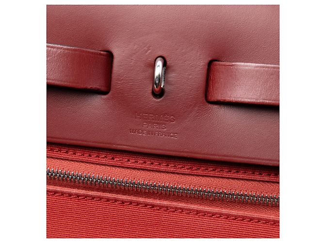 Hermès Arancione Toile Herbag Zip 31 Bordò - vista 6