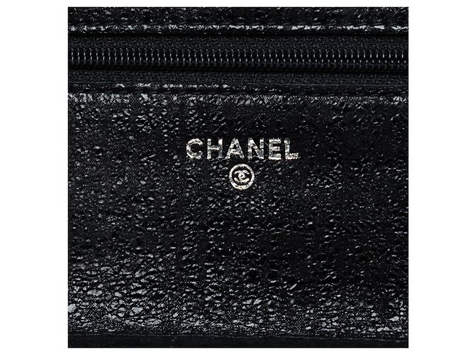 Wallet On Chain Chanel Schwarze CC gesteppte Lackleder Geldbörse mit Kette - Ansicht 5